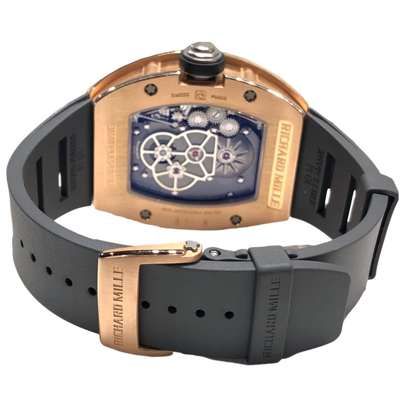 リシャール・ミル RICHARD MILLE トゥールビヨン デュアルタイムゾーン RM003 ブラック K18PG/ラバーベルト 自動巻き メンズ 腕時計