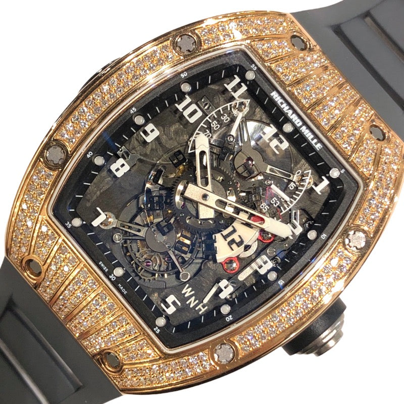 リシャール・ミル RICHARD MILLE トゥールビヨン デュアルタイムゾーン RM003 ブラック K18PG/ラバーベルト 自動巻き メンズ 腕時計