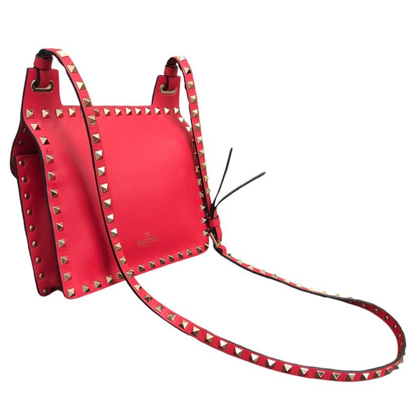 ヴァレンティノ VALENTINO ロックスタッズショルダーバッグ レッド×ゴールド レザー レディース ショルダーバッグ