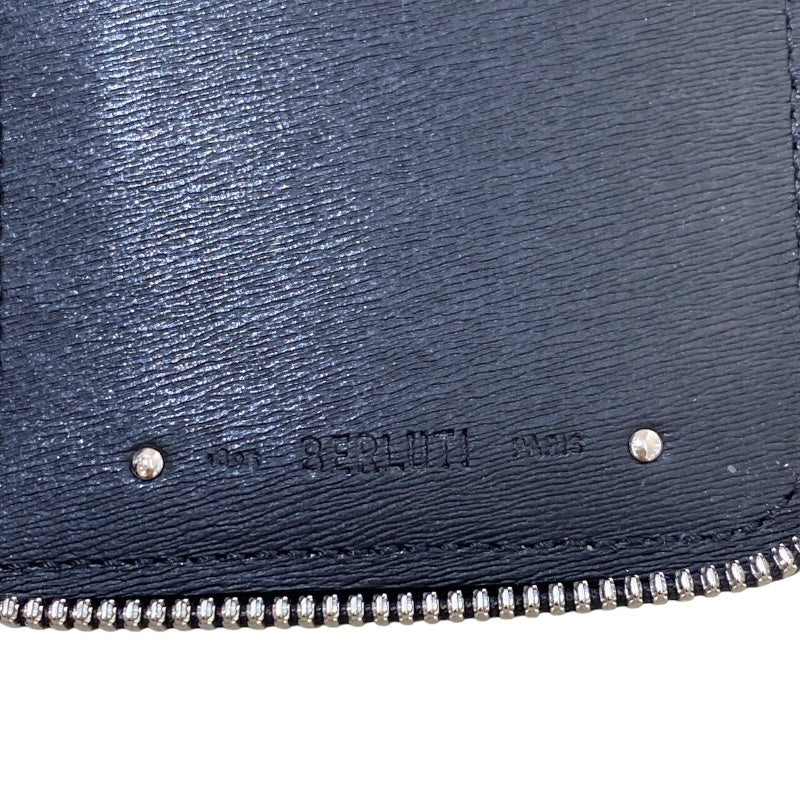 ベルルッティ Berluti パーティカルウォレット ブラック シルバー金具 レザー メンズ 長財布