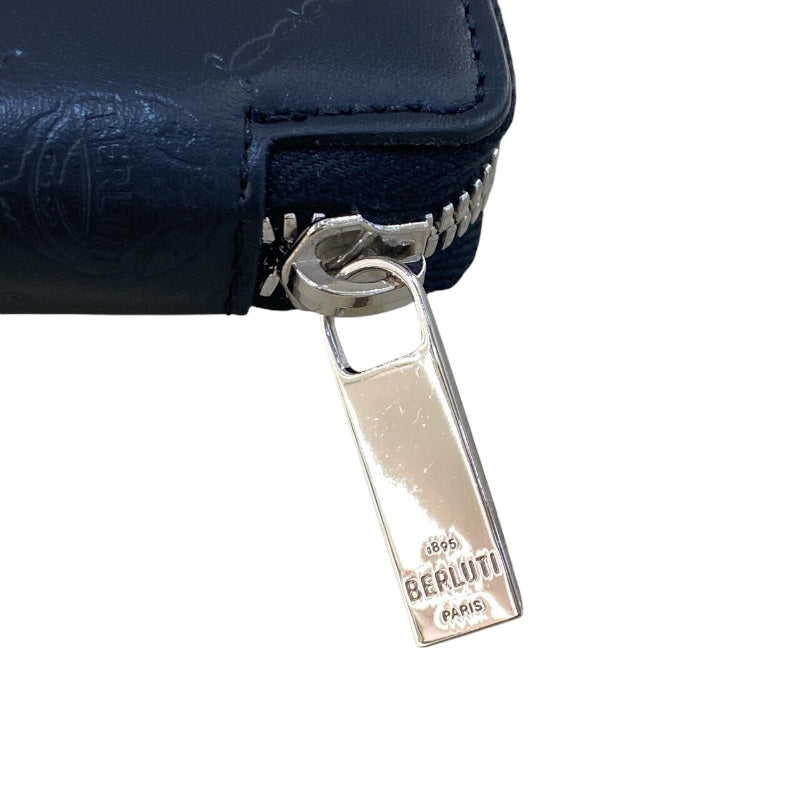 ベルルッティ Berluti パーティカルウォレット ブラック シルバー金具 レザー メンズ 長財布