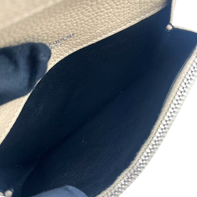 サンローラン SAINT LAURENT 2つ折り財布 505011 ベージュ シルバー金具 レザー ユニセックス 二つ折り財布