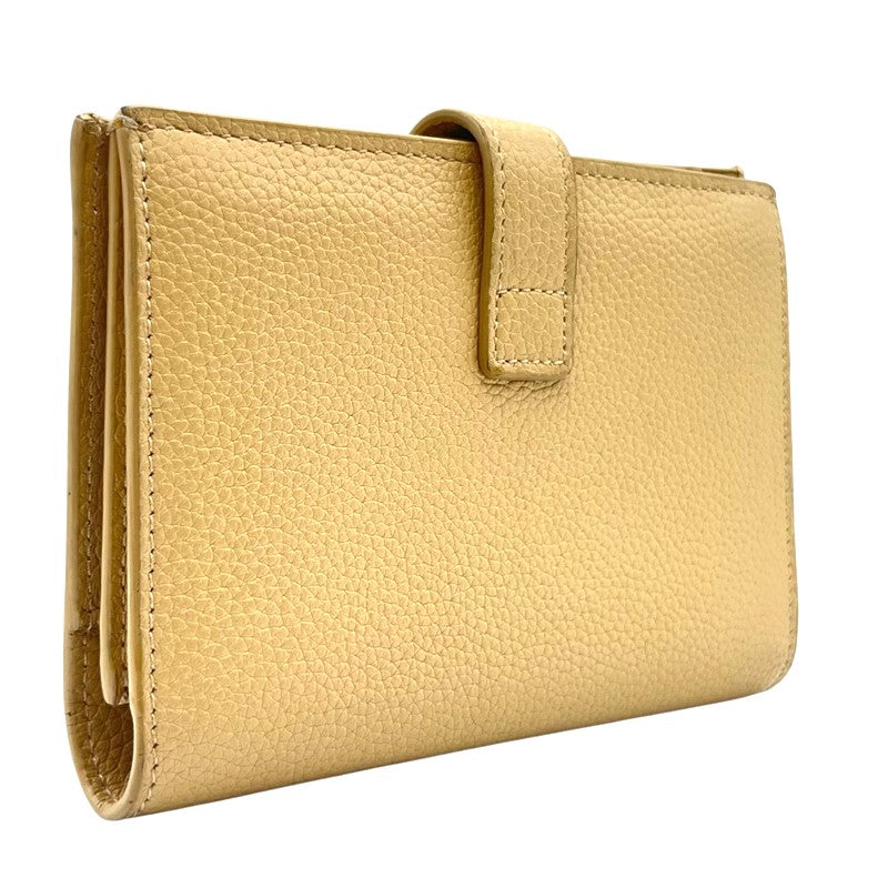 サンローラン SAINT LAURENT 2つ折り財布 505011 ベージュ シルバー金具 レザー ユニセックス 二つ折り財布