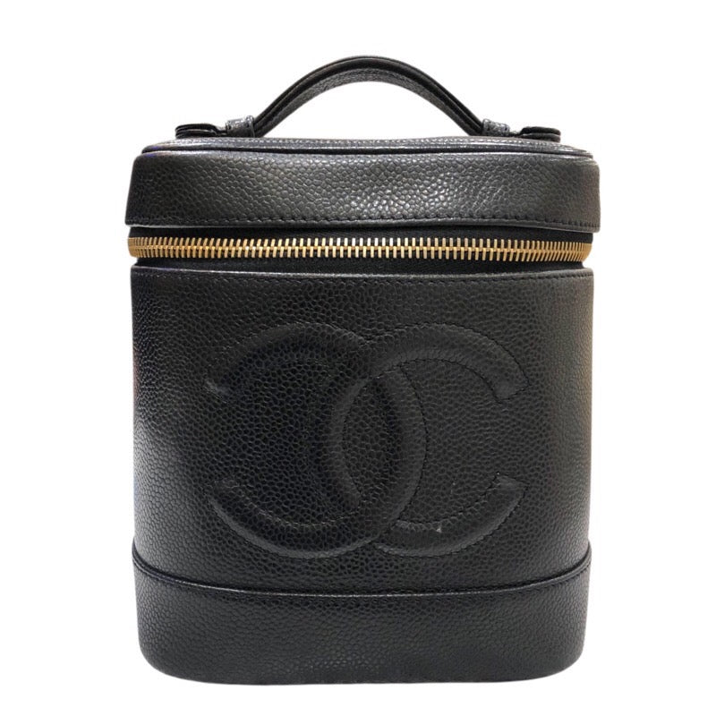 シャネル CHANEL バニティ A01998 ブラック　ゴールド金具 キャビアスキン レディース ハンドバッグ