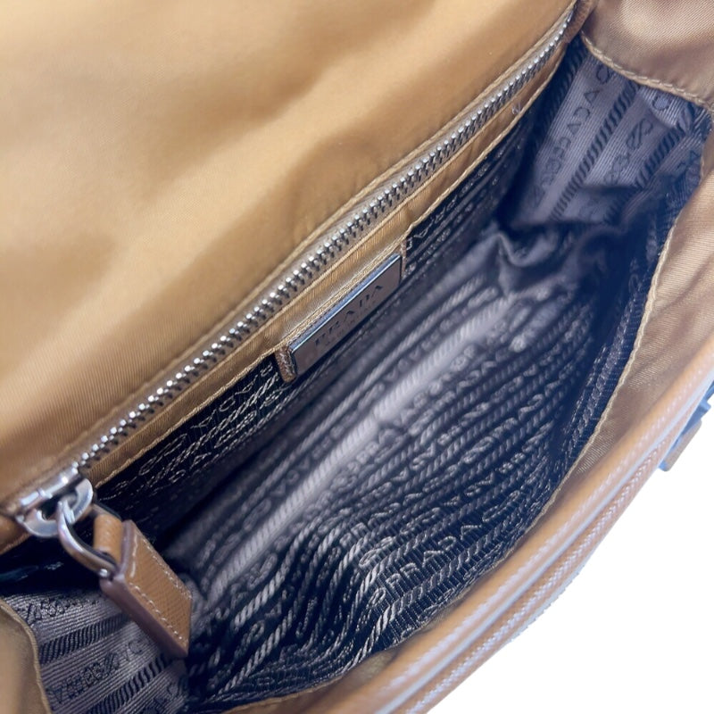 プラダ PRADA ナイロンショルダーバッグ 2VD034 ブラウン　シルバー金具 ナイロン レディース ショルダーバッグ