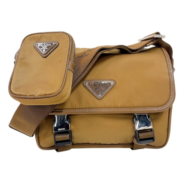 プラダ PRADA ナイロンショルダーバッグ 2VD034 ブラウン　シルバー金具 ナイロン レディース ショルダーバッグ