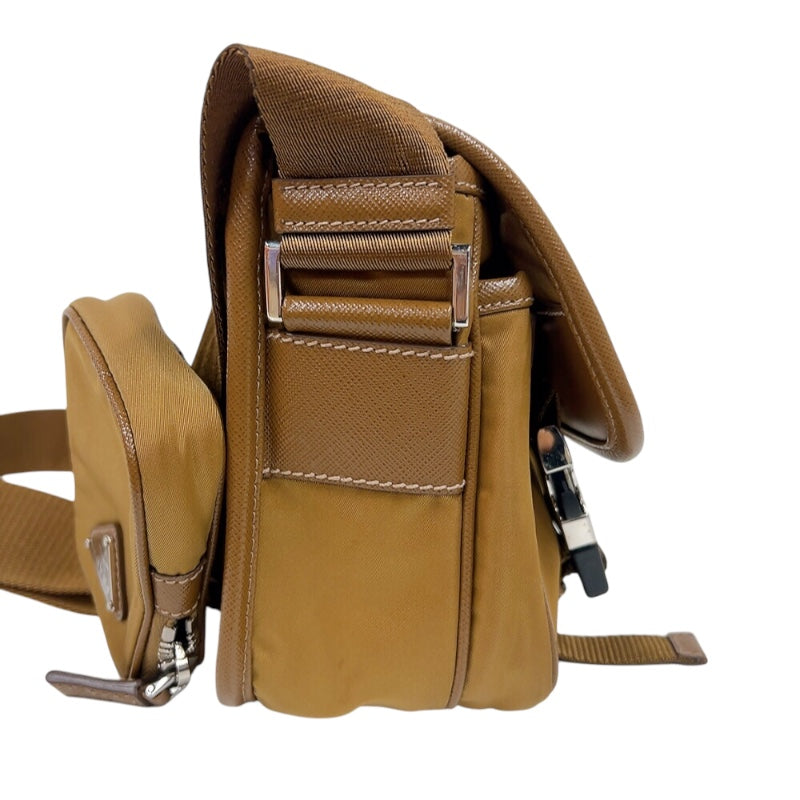 プラダ PRADA ナイロンショルダーバッグ 2VD034 ブラウン　シルバー金具 ナイロン レディース ショルダーバッグ