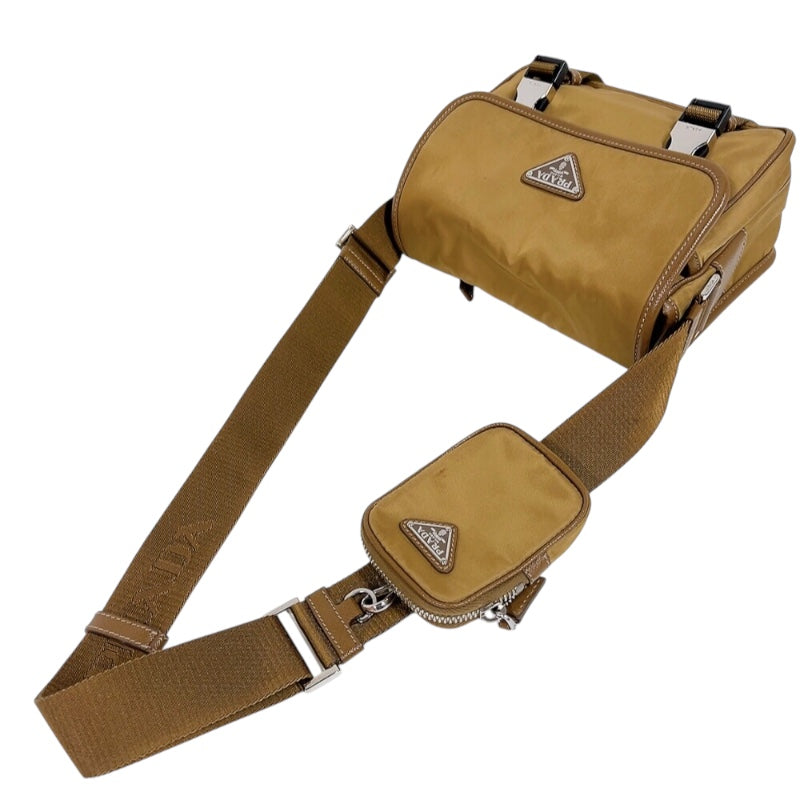 プラダ PRADA ナイロンショルダーバッグ 2VD034 ブラウン　シルバー金具 ナイロン レディース ショルダーバッグ