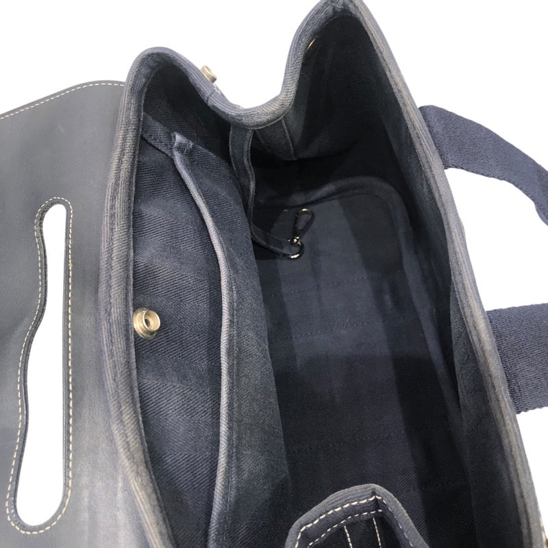 エルメス HERMES ヴァルパライソPM ネイビー トワル・レザー メンズ ハンドバッグ