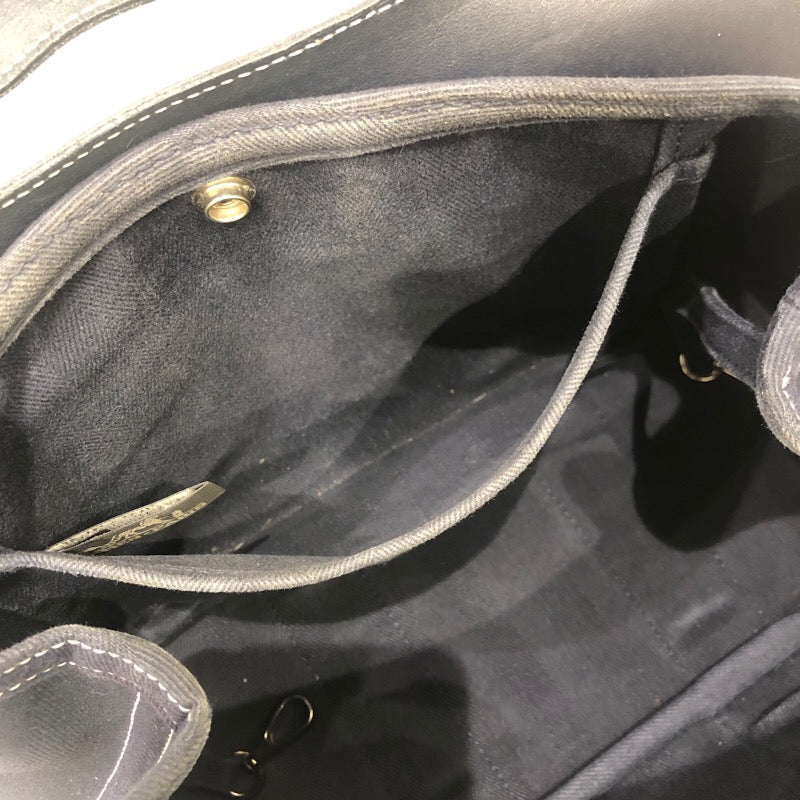 エルメス HERMES ヴァルパライソPM ネイビー トワル・レザー メンズ ハンドバッグ