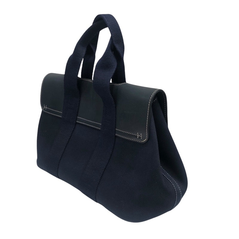エルメス HERMES ヴァルパライソPM ネイビー トワル・レザー メンズ ハンドバッグ