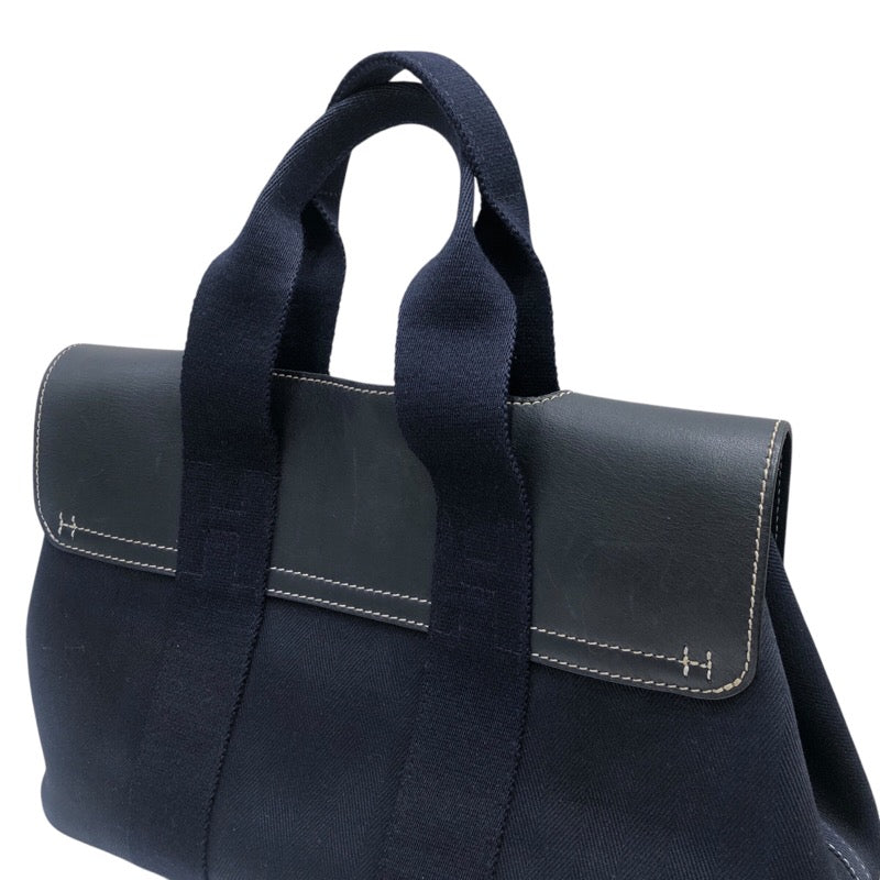 エルメス HERMES ヴァルパライソPM ネイビー トワル・レザー メンズ ハンドバッグ