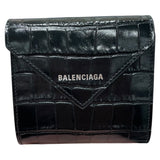 バレンシアガ BALENCIAGA ペーパーコンパクトウォレット 637450 ブラック レザー ユニセックス 二つ折り財布