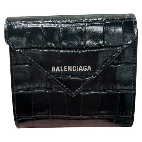バレンシアガ BALENCIAGA ペーパーコンパクトウォレット 637450 ブラック レザー ユニセックス 二つ折り財布