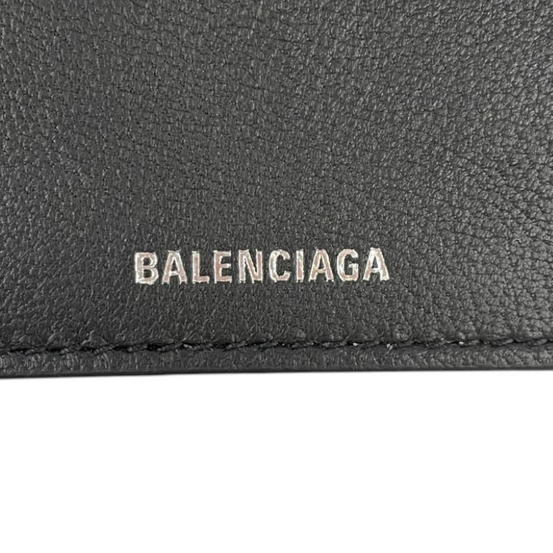 バレンシアガ BALENCIAGA ペーパーコンパクトウォレット 637450 ブラック レザー ユニセックス 二つ折り財布