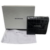 バレンシアガ BALENCIAGA ペーパーコンパクトウォレット 637450 ブラック レザー ユニセックス 二つ折り財布