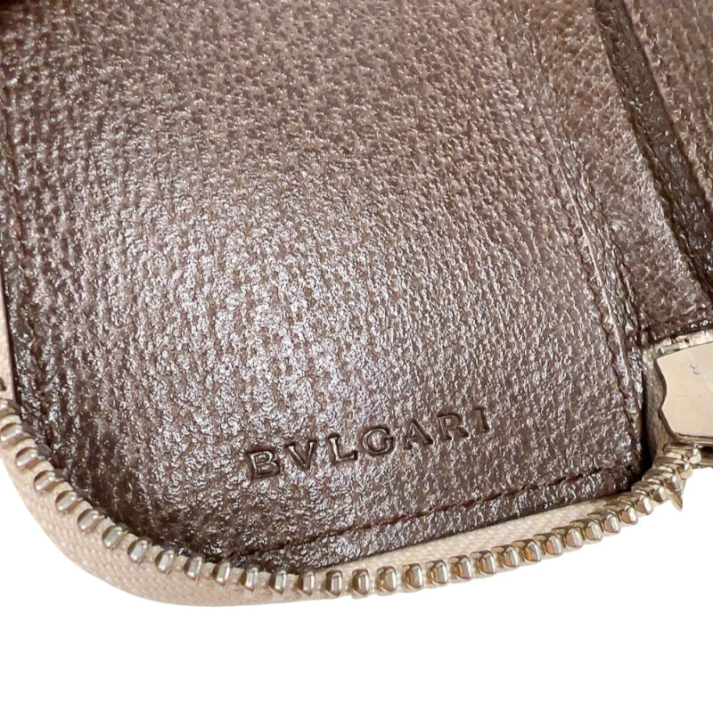 ブルガリ BVLGARI ロゴマニア　6連キーケース ベージュ　シルバー金具 キャンバス メンズ キーケース
