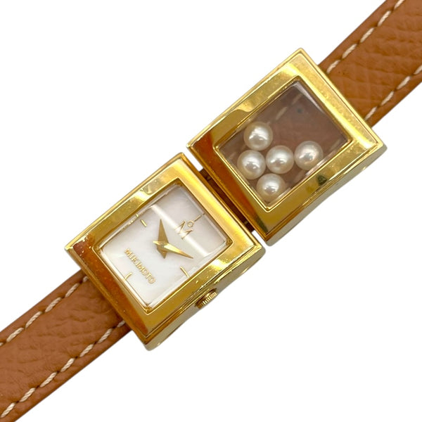ミキモト MIKIMOTO パールウォッチ ホワイトシェル ホワイト GP/SS クオーツ レディース 腕時計