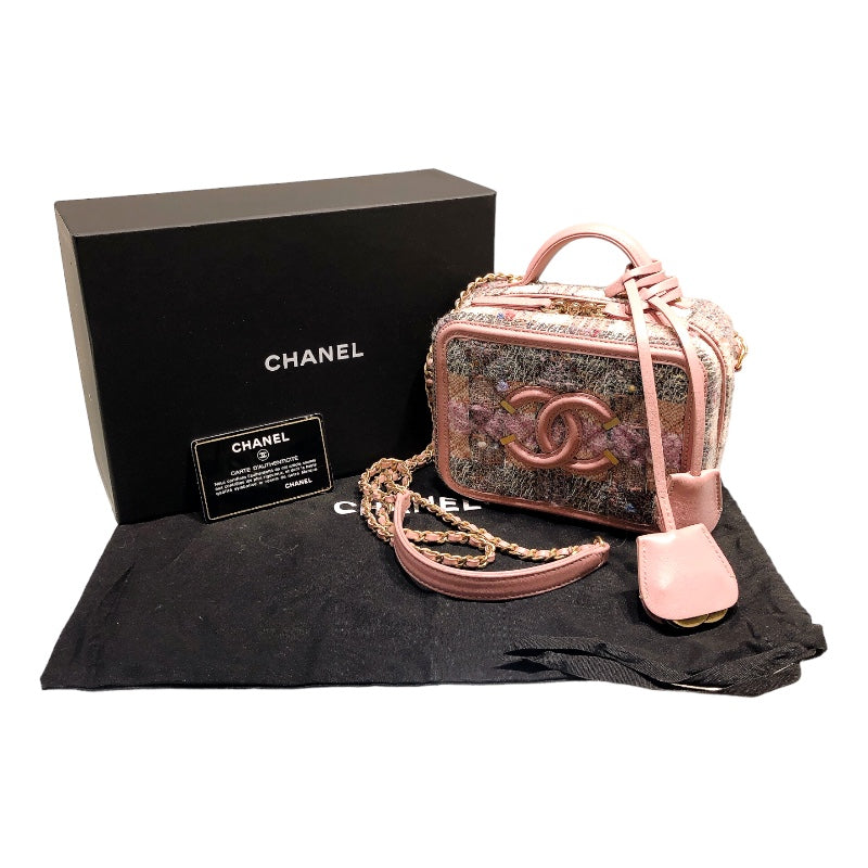 シャネル CHANEL CCフィグリーバニティ A93342 28番台 ピンク ゴールド金具 ツイード ツイード レディース ショルダーバッグ