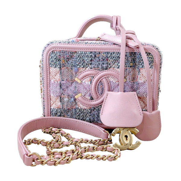 シャネル CHANEL CCフィグリーバニティ A93342 28番台 ピンク ゴールド金具 ツイード ツイード レディース ショルダーバッグ