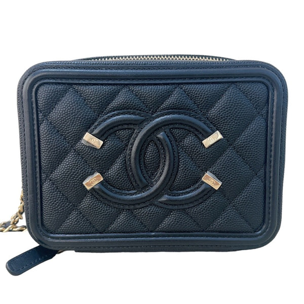 シャネル CHANEL CCフィグリー ミニチェーンショルダーバッグ  A84452 ブラック ゴールド金具 キャビアスキン レディース ショルダーバッグ