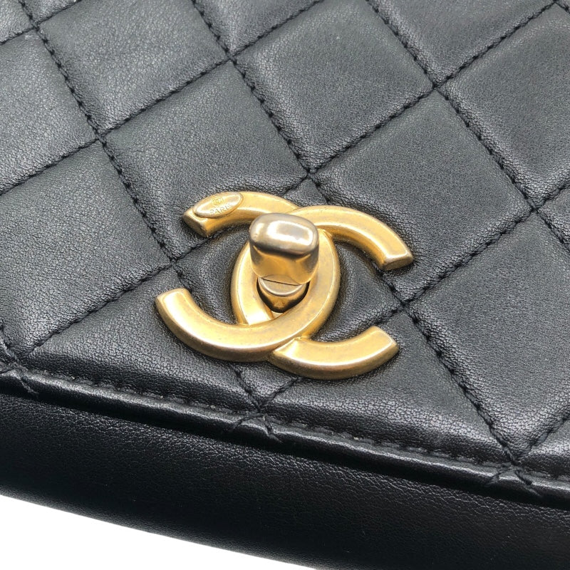 シャネル CHANEL ミニマトラッセチェーンハンドル ブラック ラムスキン レディース ショルダーバッグ