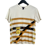 ルイ・ヴィトン LOUIS VUITTON トランクプリント 半袖Tシャツ アイボリー×マルチカラー XS コットン100％ レディース 半袖Ｔシャツ