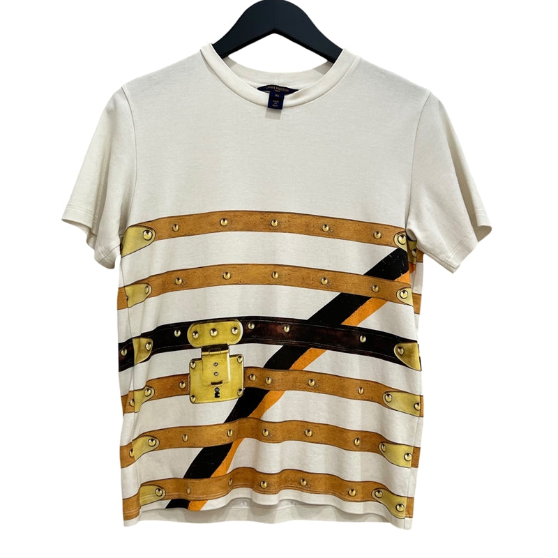 ルイ・ヴィトン LOUIS VUITTON トランクプリント 半袖Tシャツ アイボリー×マルチカラー XS コットン100％ レディース 半袖Ｔシャツ