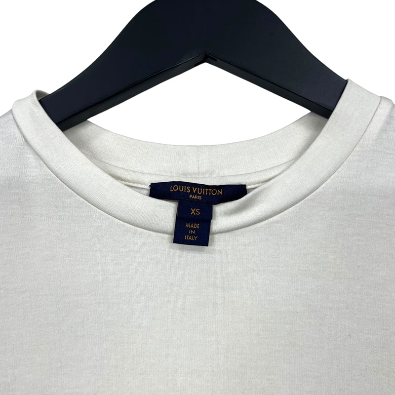 ルイ・ヴィトン LOUIS VUITTON トランクプリント 半袖Tシャツ アイボリー×マルチカラー XS コットン100％ レディース 半袖Ｔシャツ