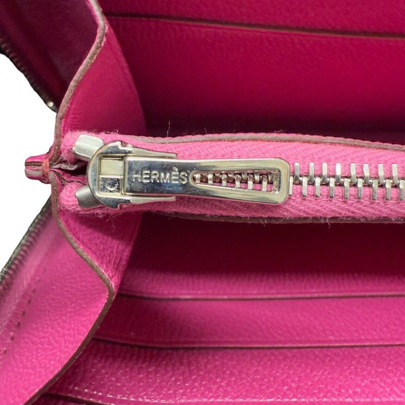 エルメス HERMES アザップロング □M刻印 フューシャピンク アリゲーター レディース 長財布