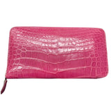 エルメス HERMES アザップロング □M刻印 フューシャピンク アリゲーター レディース 長財布