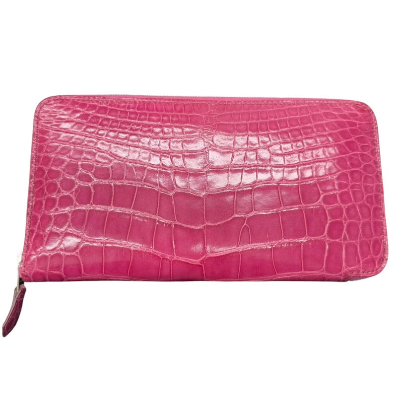 エルメス HERMES アザップロング □M刻印 フューシャピンク アリゲーター レディース 長財布