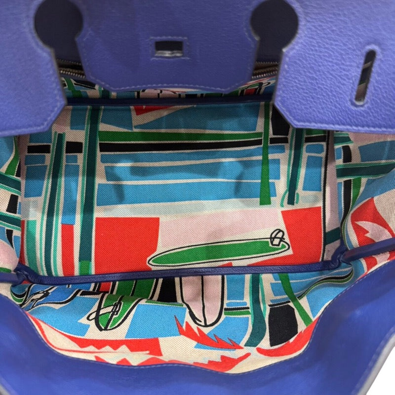 エルメス HERMES バーキン35 海とサーフとファン D刻印 ブルーサフィール シルバー金具 トリヨンビーヨ/トワルアッシュ レディース ハンドバッグ