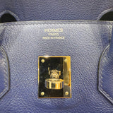 エルメス HERMES バーキン35 海とサーフとファン D刻印 ブルーサフィール シルバー金具 トリヨンビーヨ/トワルアッシュ レディース ハンドバッグ