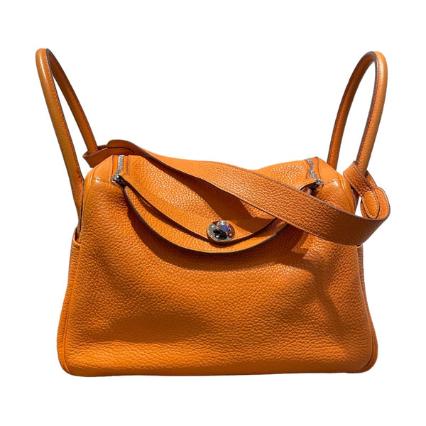 エルメス HERMES リンディ30 □P刻印　(2012年製) オレンジ　シルバー金具 トリヨンクレマンス レディース ショルダーバッグ