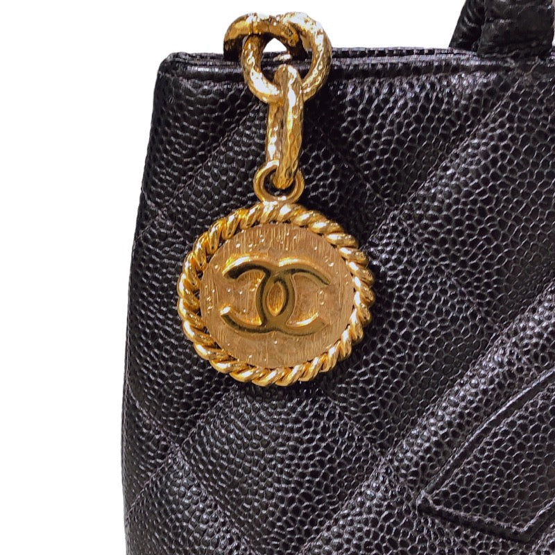 シャネル CHANEL 復刻トート A01804 8番台 ブラック ゴールド金具 キャビアスキン レディース ハンドバッグ