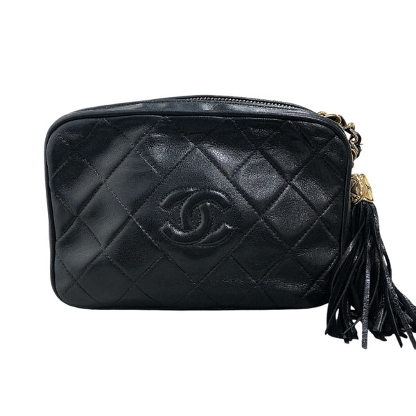 シャネル CHANEL マトラッセ タッセルショルダー 2013年製 ブラック ゴールド金具 ラムスキン レディース ショルダーバッグ