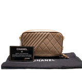 シャネル CHANEL カメラチェーンショルダーバッグ メタリックベージュｊ ラムスキン レディース ショルダーバッグ