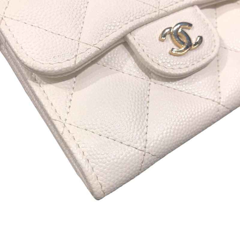 シャネル CHANEL マトラッセチェーンウォレット AP2569 ホワイト/ゴールド金具 キャビアスキン ショルダーバッグ レディース 中古