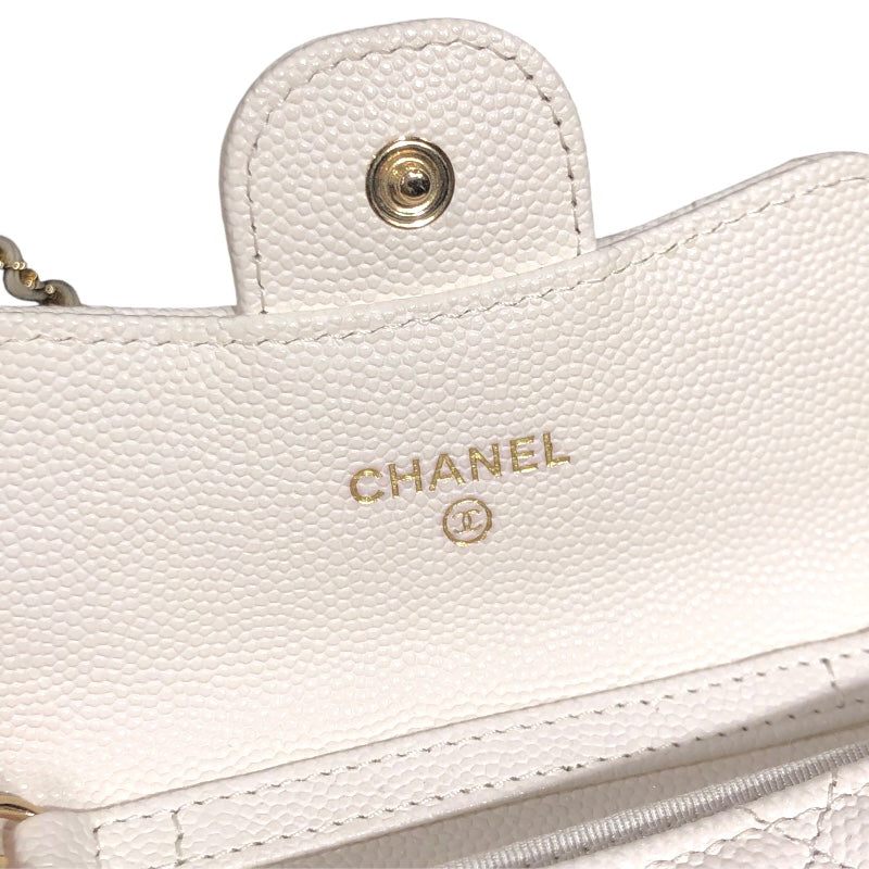 シャネル CHANEL マトラッセチェーンウォレット AP2569 ホワイト/ゴールド金具 キャビアスキン ショルダーバッグ レディース 中古