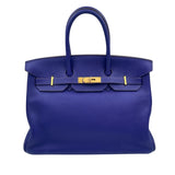 エルメス HERMES バーキン35 □O刻 アイリス　GD金具 トゴ ユニセックス ハンドバッグ