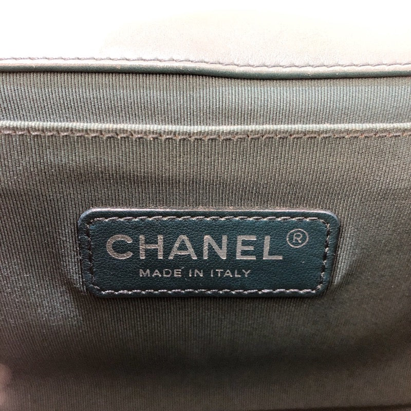 シャネル CHANEL ボーイシャネル グリーン/シルバー金具 ラムスキン レディース ショルダーバッグ