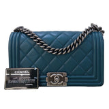 シャネル CHANEL ボーイシャネル グリーン/シルバー金具 ラムスキン レディース ショルダーバッグ