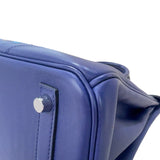 エルメス HERMES バーキン30トレサージュ D刻印　(2019年製) ドゥキュイーブル　ブルーアンクル　シルバー金具  スイフト/エプソン レディース ハンドバッグ