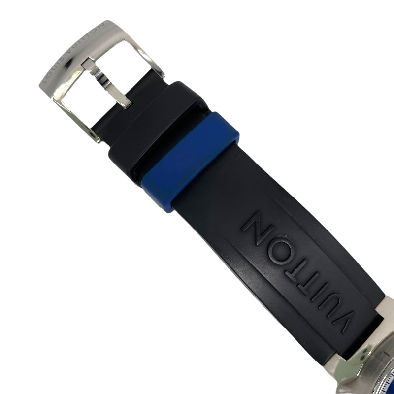 ルイ・ヴィトン LOUIS VUITTON タンブール アメリカズカップ レガッタV クロノグラフ Q1A61 ブルー  SS/純正ラバーベルト メンズ 腕時計