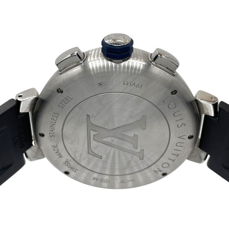 ルイ・ヴィトン LOUIS VUITTON タンブール アメリカズカップ レガッタV クロノグラフ Q1A61 ブルー  SS/純正ラバーベルト メンズ 腕時計