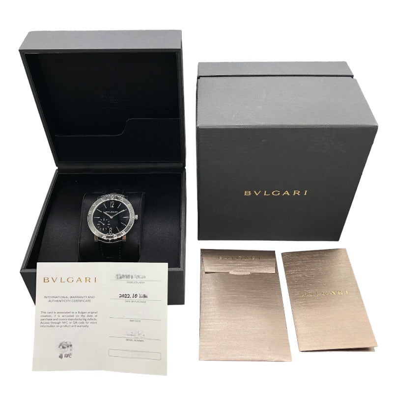 ブルガリ BVLGARI ブルガリブルガリ ローマフィニッシモ BB41SXTRO（102357） ブラック×シルバー SS/アリゲーター 手巻き メンズ 腕時計