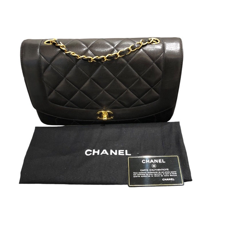 シャネル CHANEL ダイアナ25 A01165 ブラック　ゴールド金具 ラムスキン レディース ショルダーバッグ