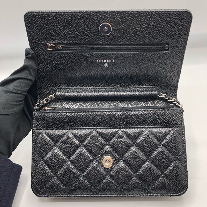 シャネル CHANEL マトラッセチェーンウォレット AP0250 ブラック×SV金具 キャビアスキン レディース ショルダーバッグ