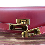 エルメス HERMES ケリー32 内縫い ヴィブラート □E刻印 ルージュアッシュ・ゴールド金具 ボックスカーフ レディース ハンドバッグ